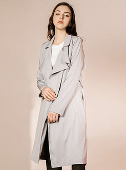 Fashion Turn-down Collar Solid Color Trench Coat