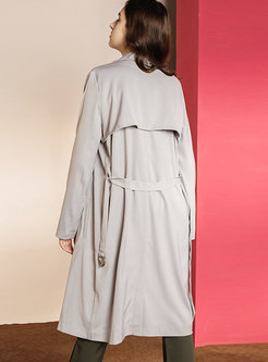 Fashion Turn-down Collar Solid Color Trench Coat