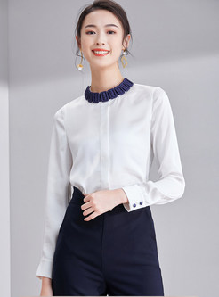 White Brief Long Sleeve Blouse