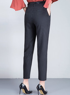 Fashionable Striped High Waist Slim Harem Pants