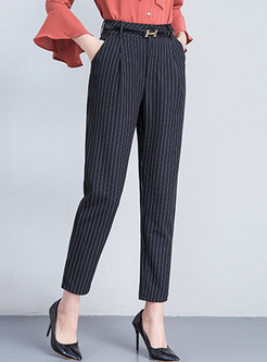 Fashionable Striped High Waist Slim Harem Pants