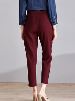 Fashionable Pocket Slim Ninth Pants 