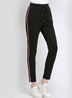 Casual Plus Size Pants With Drawstring Detail 