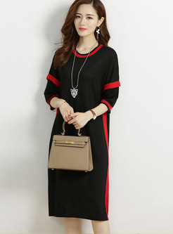 Plus Size Crew-neck Knitted Dress