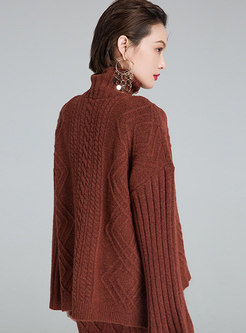 Brief High Neck Wool Knitted Sweater 