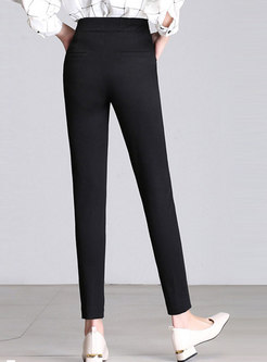 Work Solid Color High Waist Pencil Pants