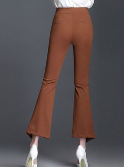 Brown Simple Slit All-match Flare Pants