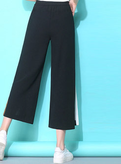 Fashionable Black Casual Waist Side-Slit Pants