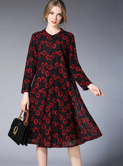Trendy Lace Plus Size Floral Loose Dress
