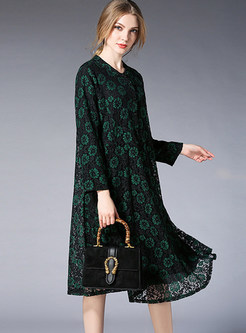Trendy Lace Plus Size Floral Loose Dress
