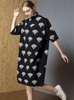 Plus Size Half Sleeve Knitted Shift Dress