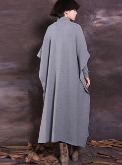 Vintage Plus Size Dolman-sleeve Knitting Maxi Dress
