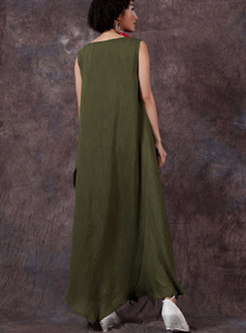 Solid Color Sleeveless Loose Irregular Maxi Dress