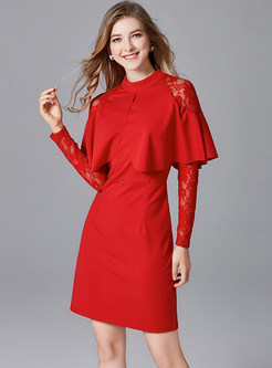 Stylish Solid Color Cloak Sheath Dress