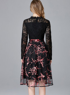 Lace Plus Size Print Ball Gown Dress