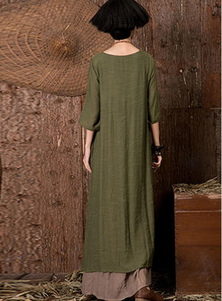 Half Sleeve Double-layered Irregular Maxi Dress