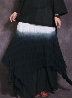 Stylish Asymmetric Pure Color Hem Maxi Skirt