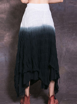 Stylish Asymmetric Pure Color Hem Maxi Skirt