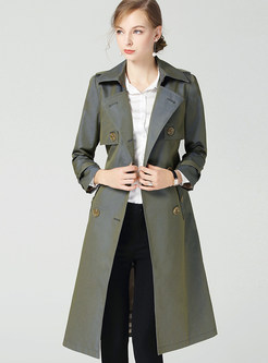 Stylish Turn Down Collar Belted Patchwork Trench Coat