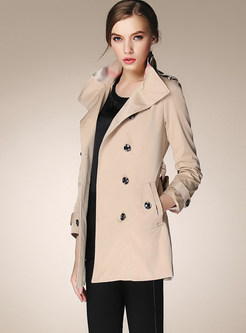 Trendy Standing Collar Slim Trench Coat