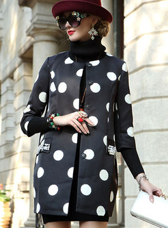 Chic Plus Size White Dots Straight Trench Coat