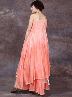 Chic Chiffon Splicing Double-layered Sling Dress