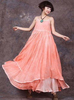 Chic Chiffon Splicing Double-layered Sling Dress
