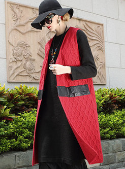 Sleeveless Black-red Blocked Knitted Vest