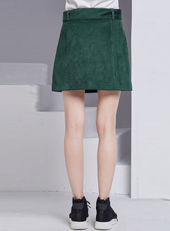 Solid Color High Waist Mini Skirt
