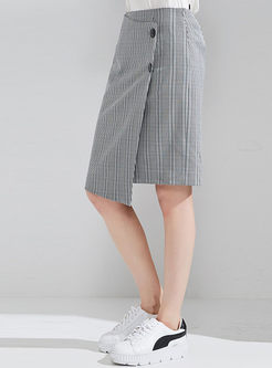 Chic Grid Asymmetric Mini Skirt