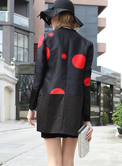 Stylish Dots Single-breasted Trench Coat With Sequin