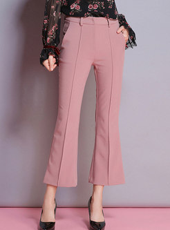 Casual Work Daily Solid Color Flare Pants