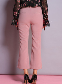 Casual Work Daily Solid Color Flare Pants