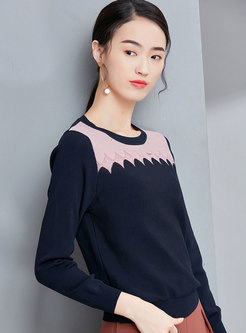 Fashion Contrast-color Shift Knitted Blouse