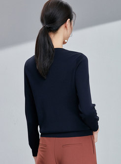 Fashion Contrast-color Shift Knitted Blouse