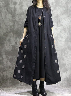 Vintage Single-breathed Stand Collar A Line Coat