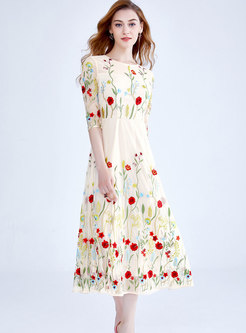 Fashionable Embroidered Double-layered Maxi Dress