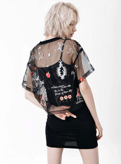 Stylish Mesh Embroidered Perspective T-Shirt With Ciam