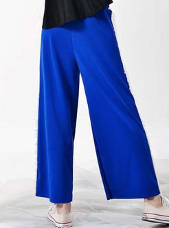 Casual Striped Splicing Tied Wide Leg Pants