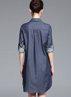 Daily Shift Grid Single-breasted Denim Cardigan Blouse 