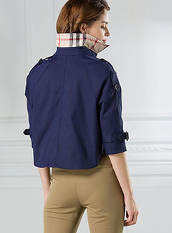 Fashion Turn-down Collar Pure Color Slim Short Coat