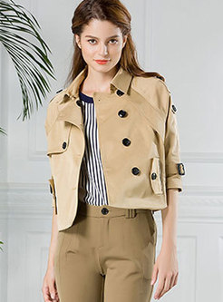 Fashion Turn-down Collar Pure Color Slim Short Coat