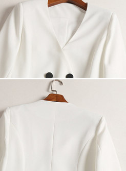 Stylish V-neck White Long Sleeve Dress With Fringed Detail