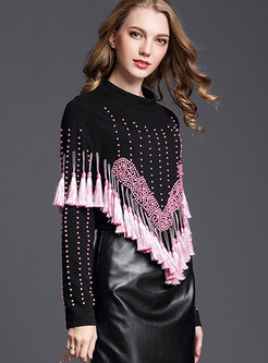 Stylish Beaded All Matched Short Coat With Tied Tassel Detail
