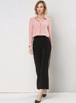 Solid Color Single-breasted Lapel Blouse