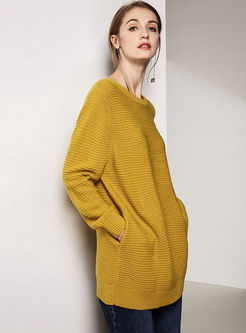 Pure Color O-neck Loose Knitted Sweater