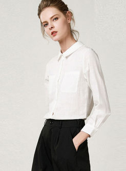 Pure Color Single-brerasted Lapel Blouse