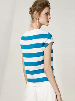 Casual Striped O-neck Knitted T-shirt