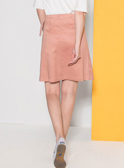 Pure Color Asymmetric Bowknot Mini Skirt