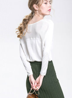 Casual Pure Color V-neck Knitted Sweater